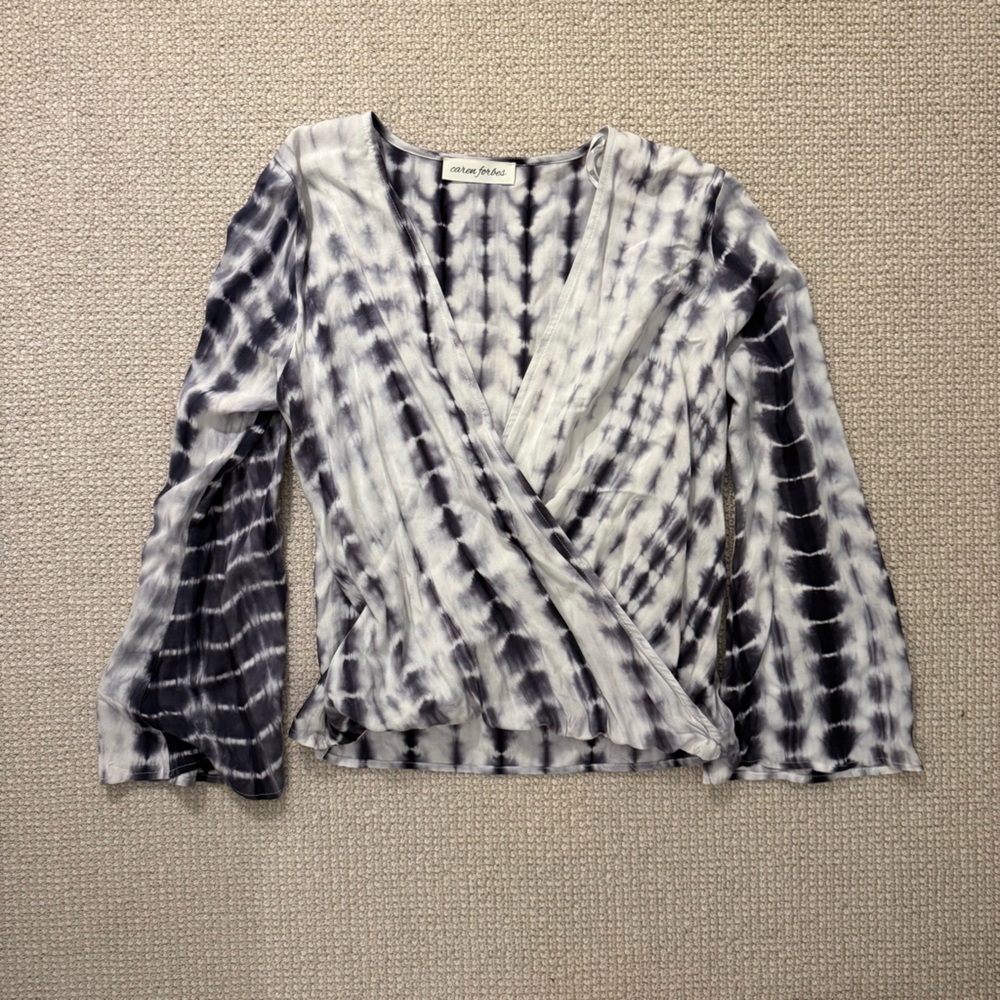 Tie-Dye Wrap Long Sleeve Top